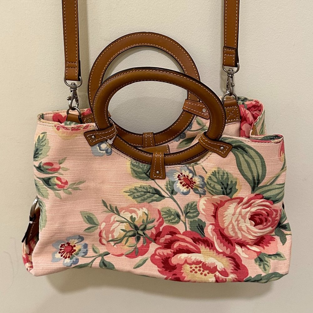 Never used Fossil canvas crossbody floral motif bag